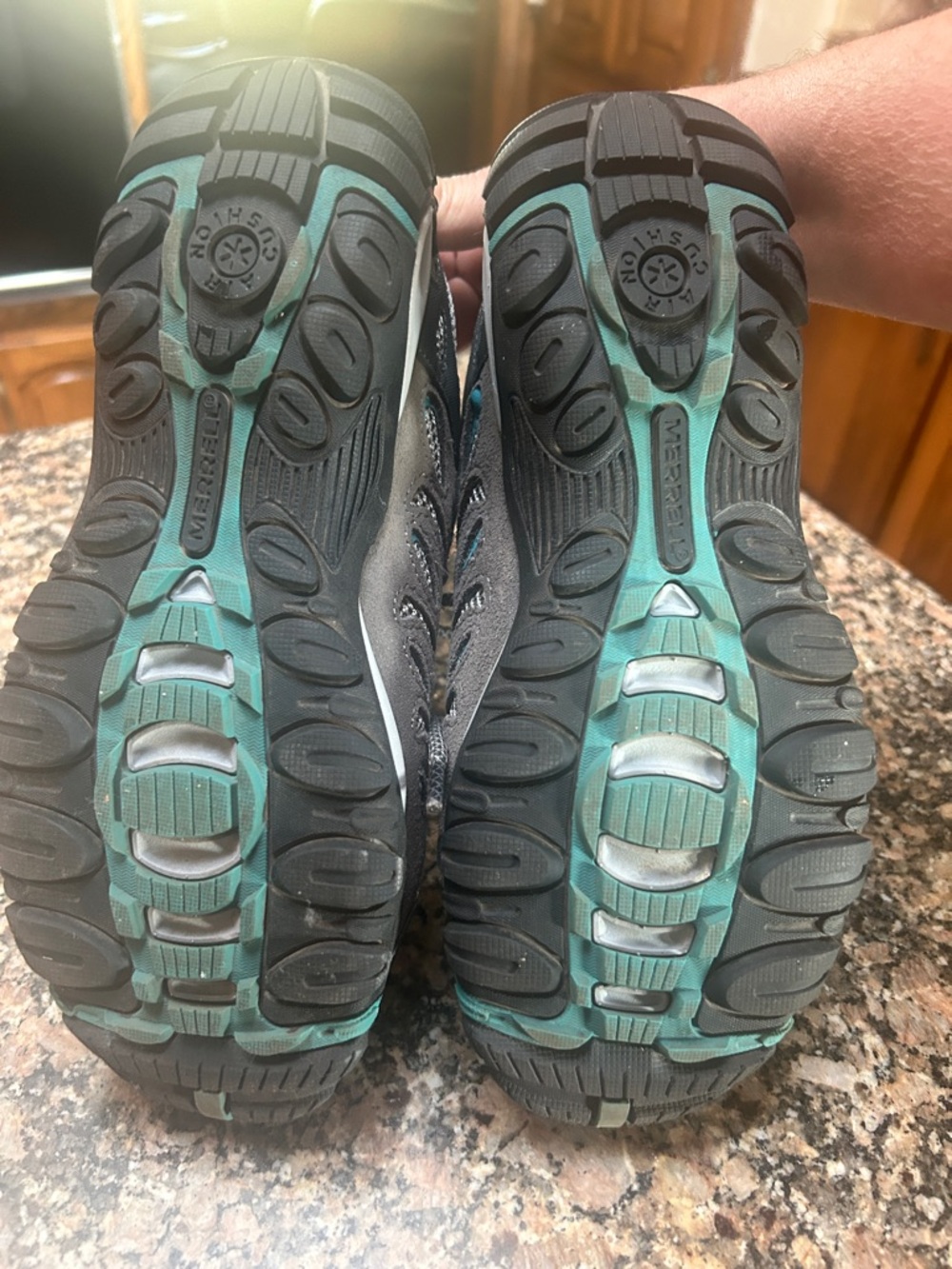 Merrill Gray Hiking Sneakers with Teal Accents. Size 8.5 - Picture 4 of 4